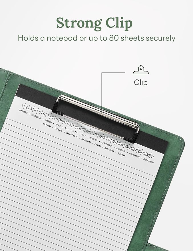 Clipboard Folder Padfolio, Mymazn Writing Portfolio Faux Leather Clipboards with Cover for Legal Pad Holder Letter Size A4 8.5 x 11 for Business Conference Notepad Clip Boards