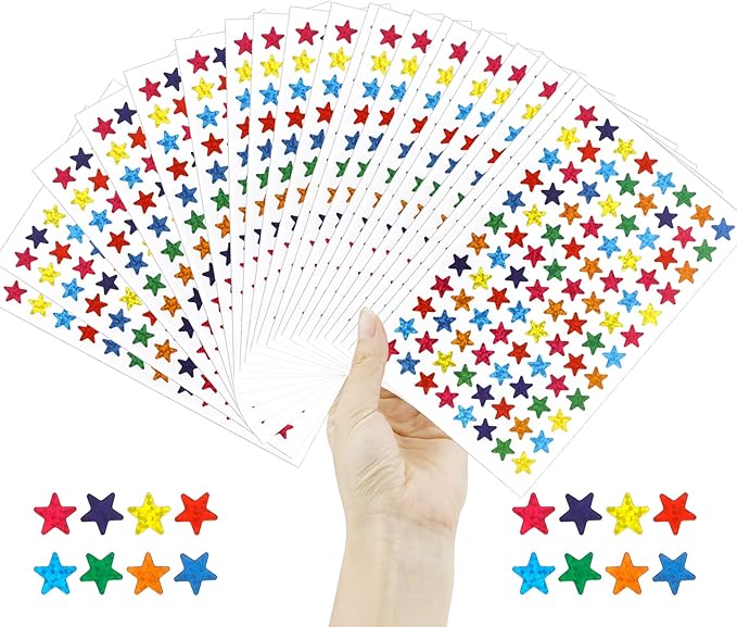 1800 PCS Small Star Stickers, 30 Sheets Holographic Rainbow Star Stickers for Kids Reward, Foil Star Stickers, 8 Colors Star Sticker for School Planner,Behavior Chart, Home, Teacher Supplies