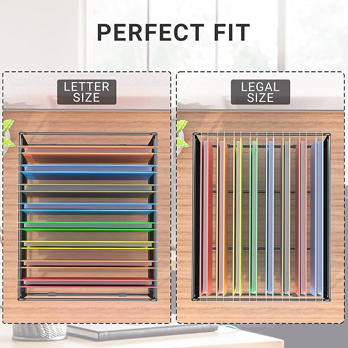 Letter/Legal Size Hanging File Folder Frame,Hanging Files Holder Rack for Desk Organizer,Hanging Folders Rails for Filing Cabinet Drawers Above 10" in Height,15.2" Lx12.4 Wx10 H