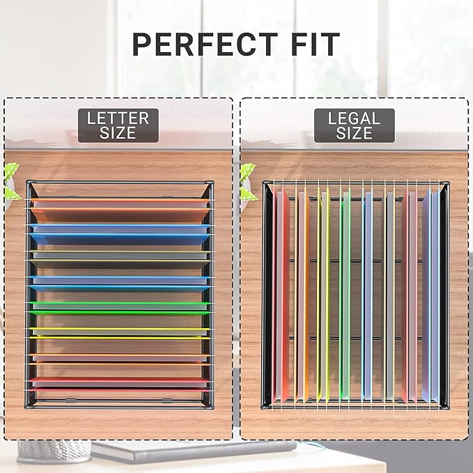 Letter/Legal Size Hanging File Folder Frame,Hanging Files Holder Rack for Desk Organizer,Hanging Folders Rails for Filing Cabinet Drawers Above 10" in Height,15.2" Lx12.4 Wx10 H