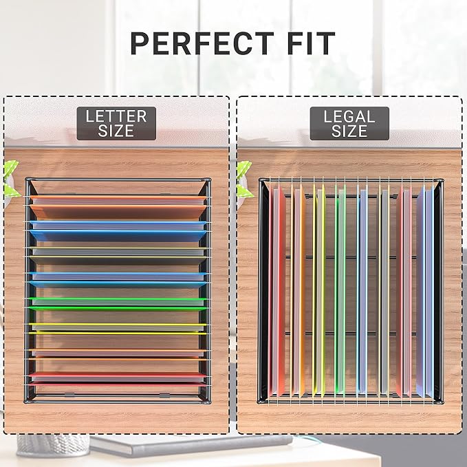 2 Pack Hanging File Folder Frame Letter/Legal Size,Hanging Files Holder Rack for Desk Organizer,Hanging Folder Rails,Only Fit Filing Cabinet Drawers over 10" in Height,15.2" Lx12.4 Wx10 H