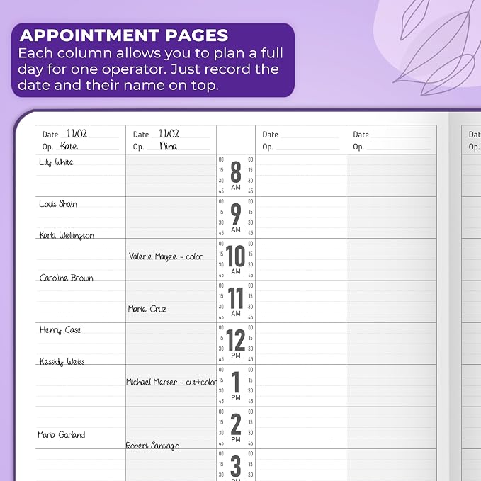 GoGirl Salon Appointment Book – Reservation Book for Beauty Salons, Spas, Hair Stylists, Estheticians – Appt Booking Planner, 7x10″ (Purple)