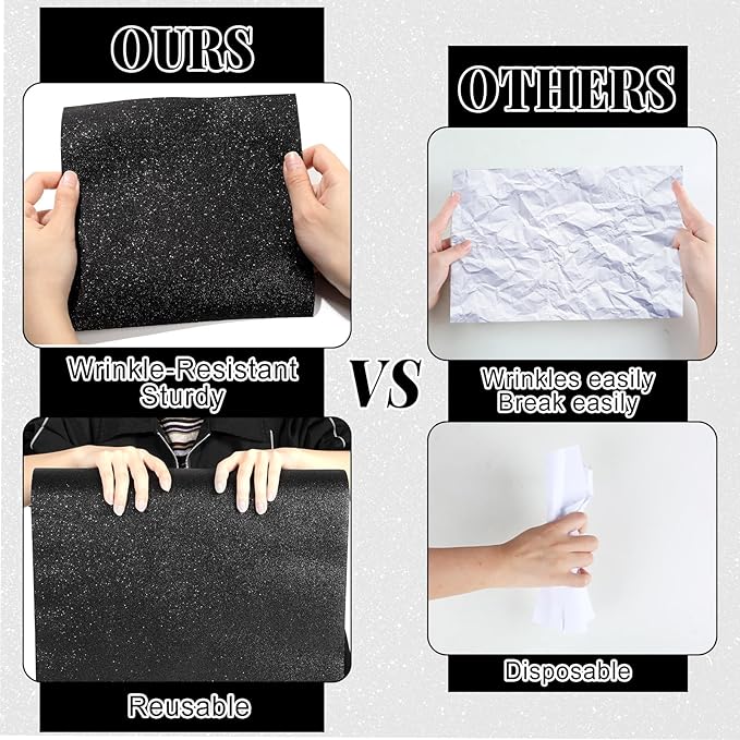 Glitter Bulletin Board Roll Black Bulletin Board Paper Sparkle Black Wrapping DIY Art Crafts Fade Resistant Wrinkle Resistant Poster for Classroom Office Home Backdrop Decoration 15.7" x 40 Ft