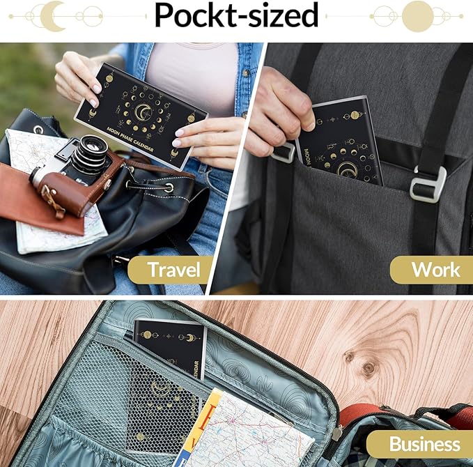 Pocket Calendar 2026-2027, Small Pocket Planner 2026 for Purse, Monthly Planner with Pvc Cover, Small Size (3.5" x 6"), From January 2026 - December 2027 - Moon Phase