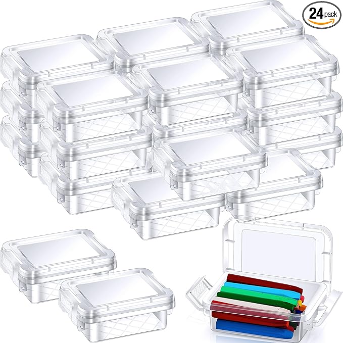 48 Pack Mini Plastic Storage Bins with Lid, 4.5"×3.1"×1.8" Clear Latch Small Storage Box Stackable Organizer Container for Crafts, Jewelry Beads, Office Supplies