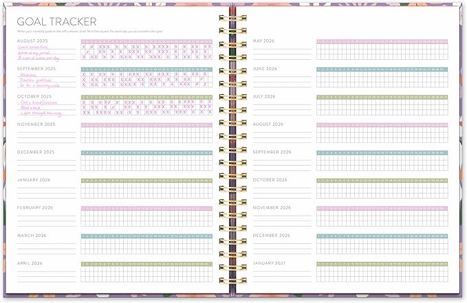 Orange Circle Studio 2026 Planner, Secret Garden, Extra Large Spiral Planners, Weekly & Monthly Planner for School or Work, Note Pages, Budget, Goal & Hydration Tracker, 256 Stickers