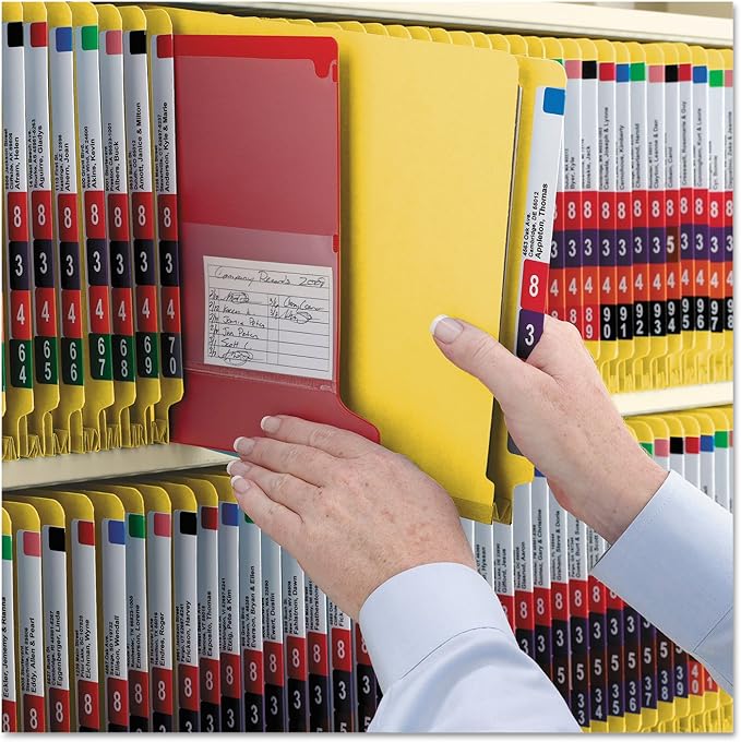 Smead 100% Recycled End Tab Pressboard Classification File Folder with SafeSHIELD Fasteners, 2 Dividers, 2" Expansion, Legal Size, Yellow, 10 per Box (29789)
