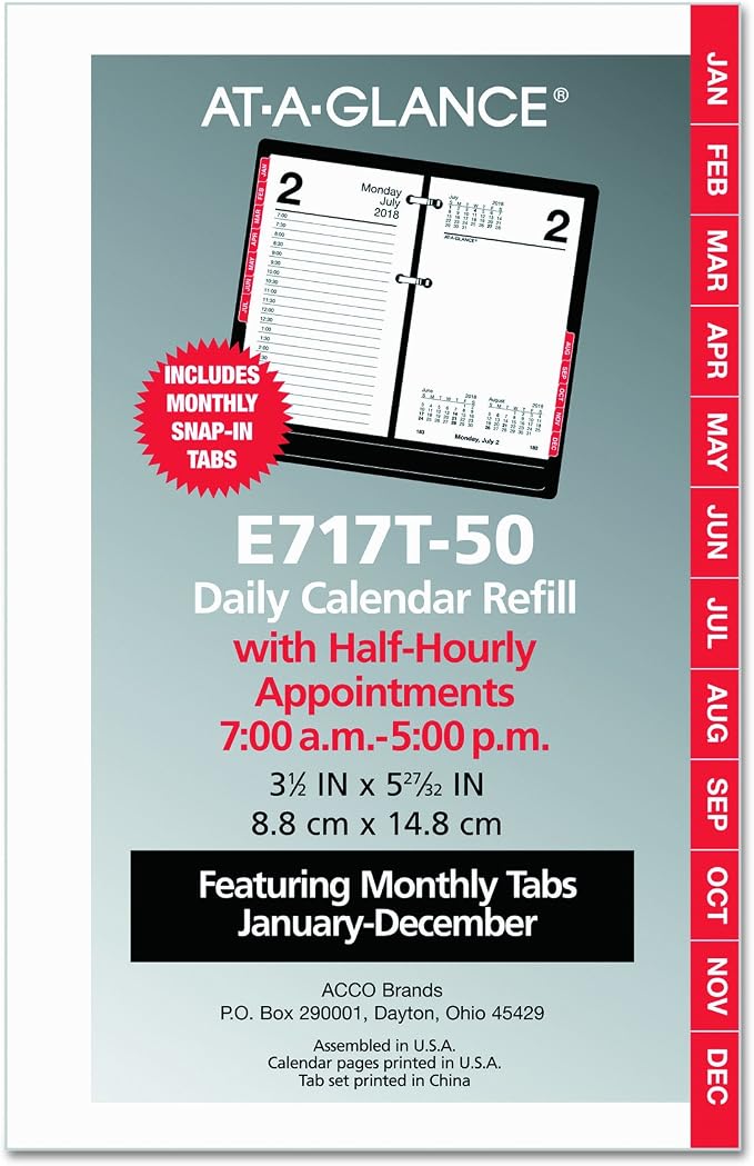 AT-A-GLANCE E717T50 Desk Calendar Refill with Tabs, 3 1/2 x 6, White, 2016