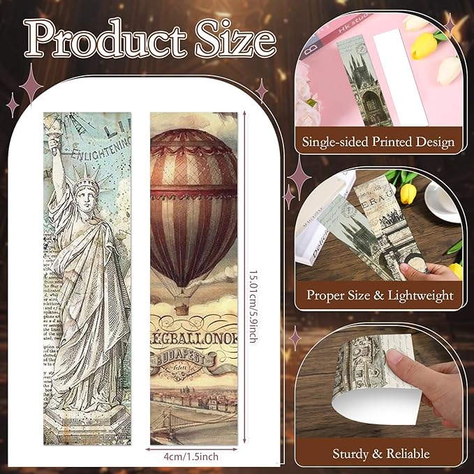 Wxiben Scenic Building Bookmarks Gifts - 90 Pcs Retro Landmark Buildings Paper Bookmarks Travel Book Markers Page Clip Gift for Women Men Teachers Office Book Lovers Bookish Reading Accessory