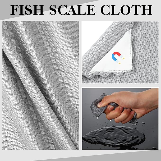 Fanfanwin 8 Pcs 10" x 10" Magnetic Cleaning Cloth Dry Erasers for White Boards Extra Strong Magnetism Microfiber Eraser for Blackboards Classroom Home Reusable Washable (Fish Scale Cloth)