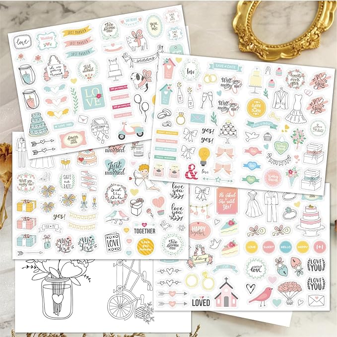 Wedding Planner Book and Organizer for Bride, Wedding Planning Binder & 4 Pages of Stickers, Engagement Unique Gifts for Couples, Wedding Planners Essentials, Easy Personalized Bridal Planning