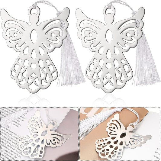 Chinco 20 Sets Metal Angel Bookmark for Women Wedding Charm Funeral Gift Easter Angel Bookmark Bulk with Organza Bags for Students Teacher Rewarded Book Lovers Party Christmas Tree Hanging Ornaments