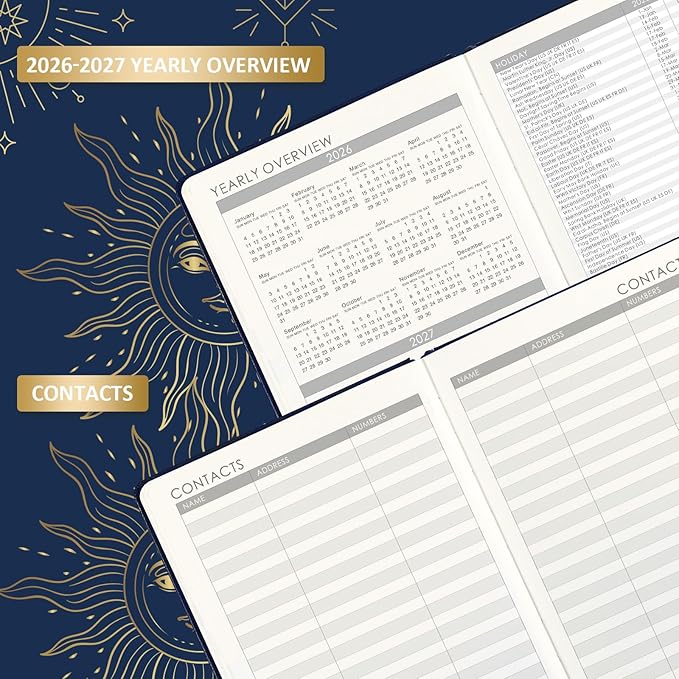 2026 Planner - Planner 2026, Jan. 2026 - Dec. 2026, 5.75" x 8.25", 2026 Weekly and Monthly Planner, Faux Leather planner 2026 with Back Pocket & 40 Notes Pages - Mystic Blue