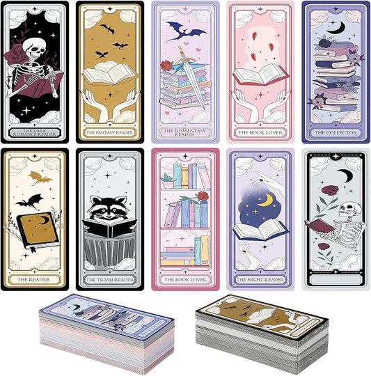 Gersoniel 200 Pcs Dark Romance Bookmarks Summer Halloween Ghothic Cute Tarot Pop Magic Ticket Designed Reading Tracker Reading Accessory Bookish Page Clip Gifts for Book Lover School Library