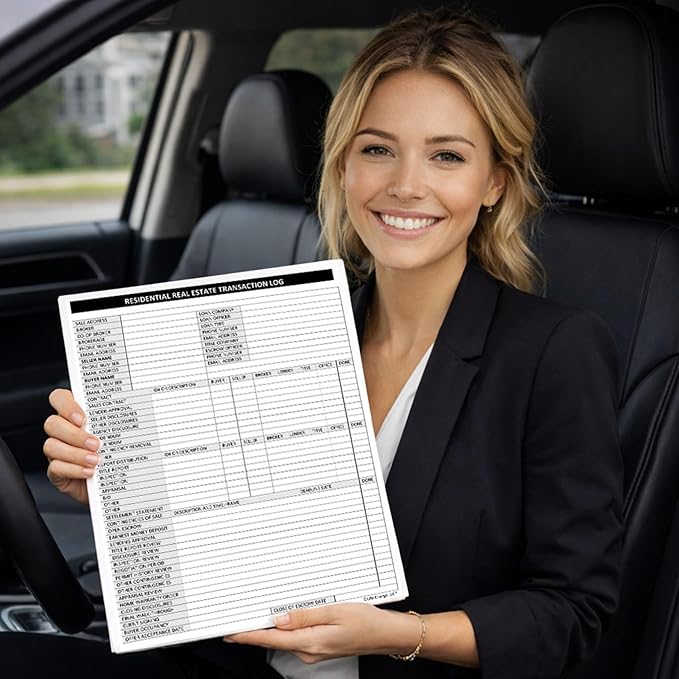 Real Estate Agent Supplies - Real Estate Transaction Log Notepad, a Closing Checklist Planner Pad for Realtor File Folders to Organize Sale Pipeline. Made in the USA.