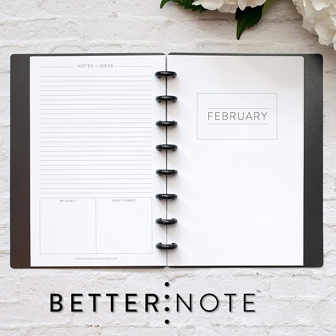 BetterNote Monthly Undated Calendar Refill for Disc Notebooks, Fits Levenger Circa, Happy Planner, Staples Arc, TUL, InkWell Press, IWP, MAMBI (8-Disc, 5.5"x8.5", Classic)