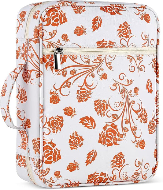 GERMUN Bible Cover with Durable Handle, Carrying Book Case Church Bag Bible, Protective with Zippered Pocket, Bible Study Accessories Supplies, Book Protector for Book Lovers, Orange