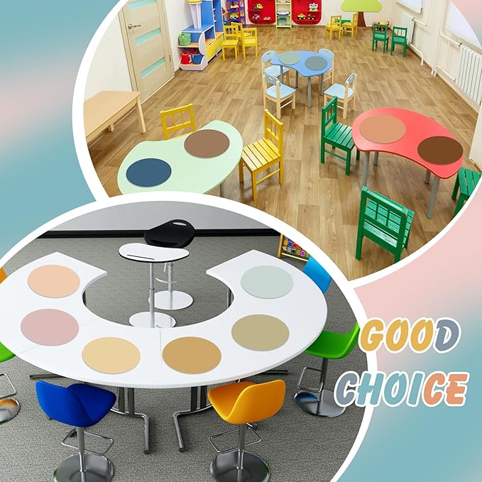 Lincia 24 Pack Erase Dots Circles Colorful 10.5 Inch Removable Vinyl Spot Dry Erase Desktop Writing Spots Set for Classroom Desk Wall Table Teacher Students School Home Desk Wall(Boho)