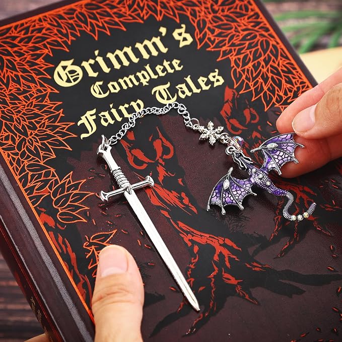 Vintage Fourth Wing Bookmark with Purple Dragon-Fantasy, Aesthetic and Unique Sword Bookmarks Accessories, Gifts for Reading Women, Men, Book Lovers, Girls, Teens, Teachers and Students