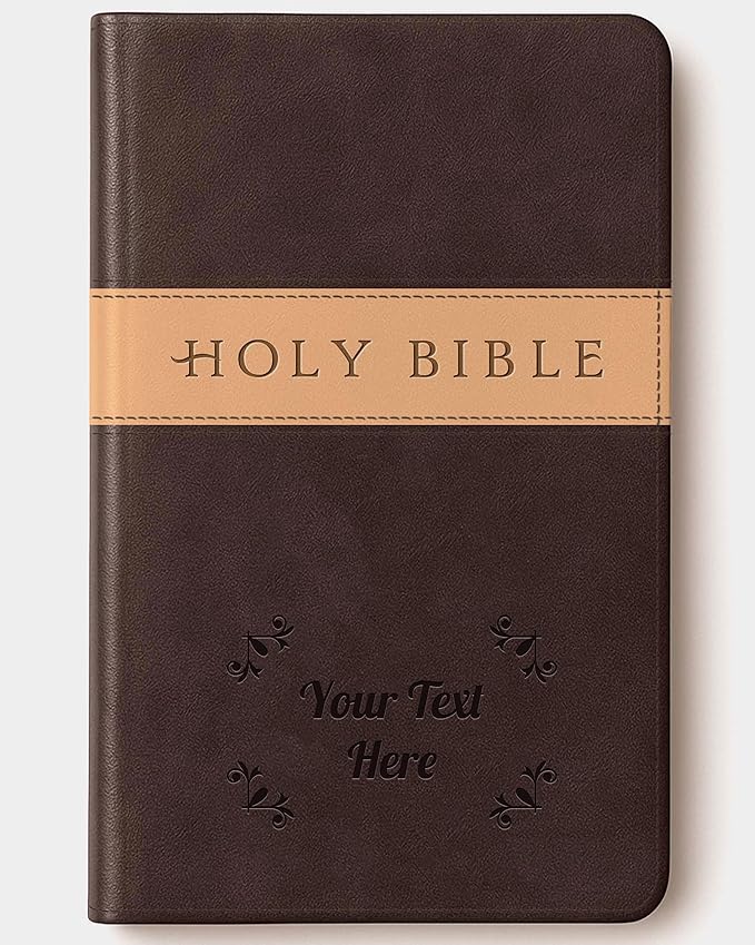 Personalized NLT Bible with Engraved Name, Dark Brown and Tan TuTone Faux Leather, New Living Translation Gift Bible
