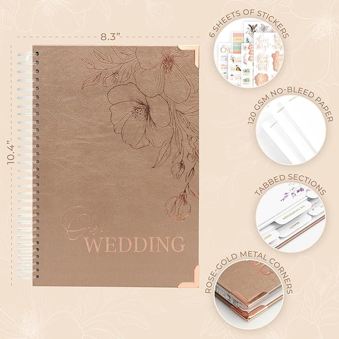 Clever Fox Wedding Planner Book and Organizer – Guided Wedding Planning Journal & Bridal Notebook with Tips & Checklists – Engagement Gifts for Bride or Engaged Couple (Pearl, Gold Foil)