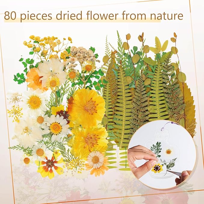 TaoBary 161 Pcs DIY Transparent Dried Flower Bookmark Set Include Clear Bookmarks Dried Flowers Colorful Tassels and Tweezer Handmade Dried Floral Bookmark for Reader Book Bottle(Fresh)