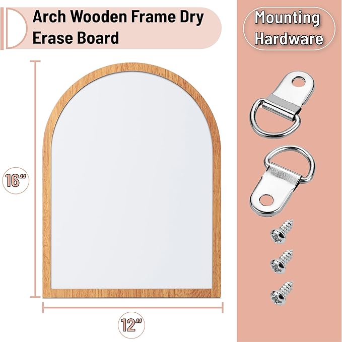 Mr. Pen Dry Erase Board, 16" x 12", Wooden Frame, Boho Design, Mini White Board for Kids & Students, Small Dry Erase Board (Pack of 2)