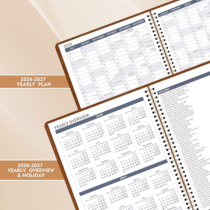 Appointment Book 2026-2027 - Daily Hourly Planner 2026-2027, July 2026 - June 2027, 8.5" x 11", 26-27 Weekly Appointment Planner with 15-Minute Interval, Flexible Soft Cover, Colorful Tabs - Off-White
