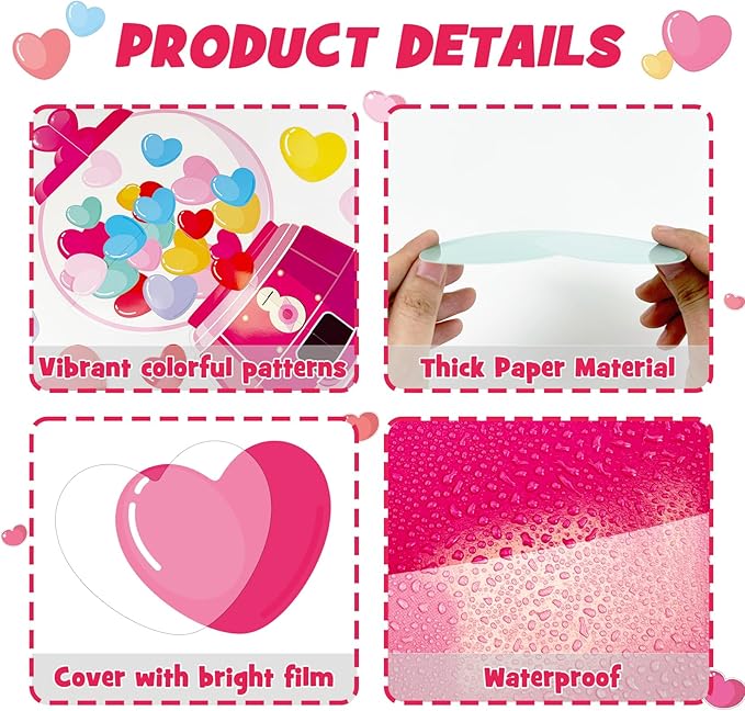 Valentine's Day Gumball Machine Bulletin Board Set, Valentines Day Bubble Gumballs Bulletin Board Classroom Decorations Colorful Heart Cutouts Home Wall Party Decor for Teacher(Valentine I Chews You)