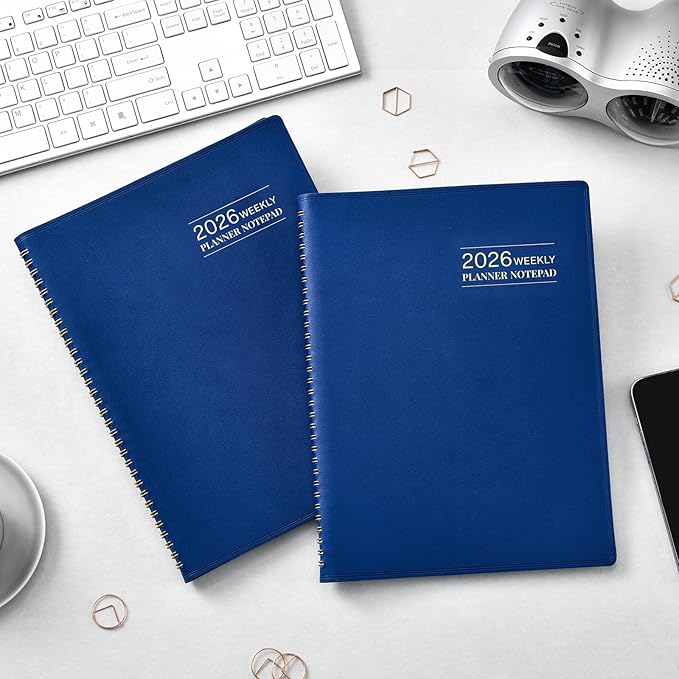 2026 Planner - Planner 2026 Weekly and Monthly, 11.38'' x 8.74'', 2026 Calendar Leather Planner, JAN 2026 - DEC 2026, Daily Hourly Appointment Book, To Do List, Monthly Tabs, Faux Soft Leather, Back Pockets - Blue