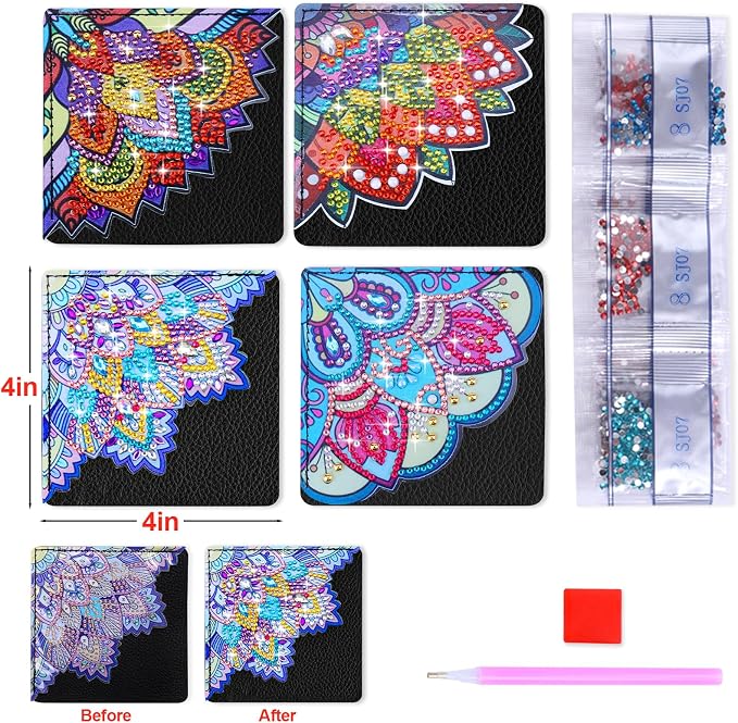 Diamond Art Bookmarks, 4 PCS Cute Diamond Art Bookmarks for Book Lovers, DIY Corner Bookmark Diamond Art Kits for Kids