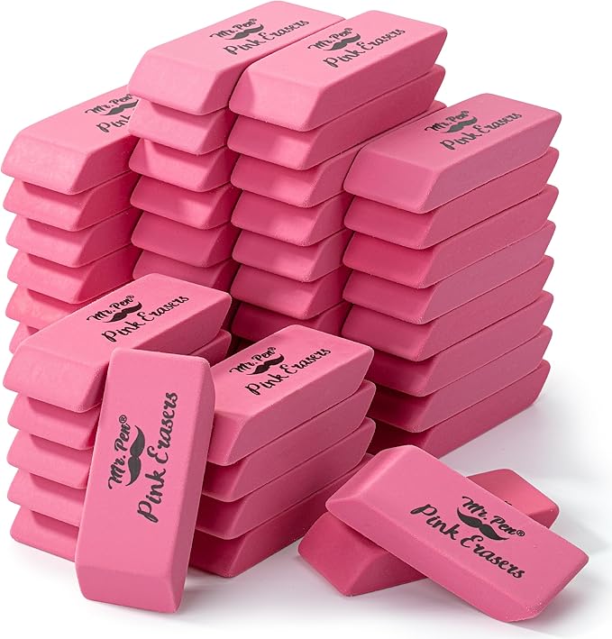 Mr. Pen- Pink Pencil Eraser Bulk, 48 Pack, Large Latex Free Block Erasers for School, Office, Art Sketching, Homework, Exams, Clean Smudge-Free Correction