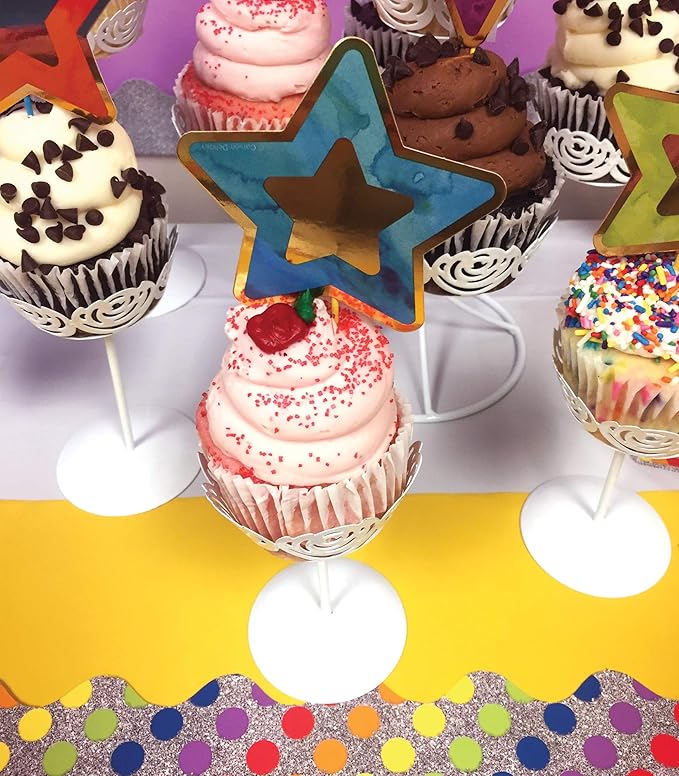 Carson Dellosa – Rainbow and Foil Stars Colorful Cut-Outs, Classroom Décor, 39 Pieces