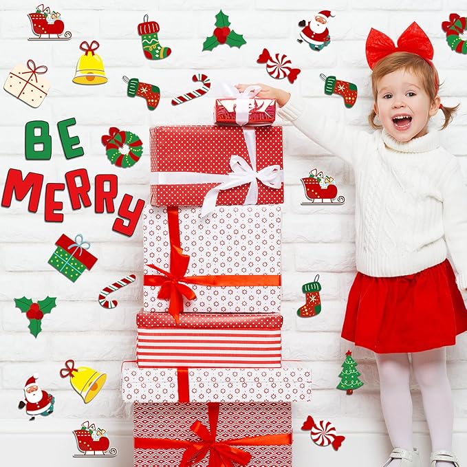 68 Pcs Christmas Classroom Bulletin Border Decor Set Christmas Cutouts Xmas Gingerbread Candy Classroom Decorations Be Merry Christmas Party Supplies for Kids Students Classroom Decors (Be Merry)