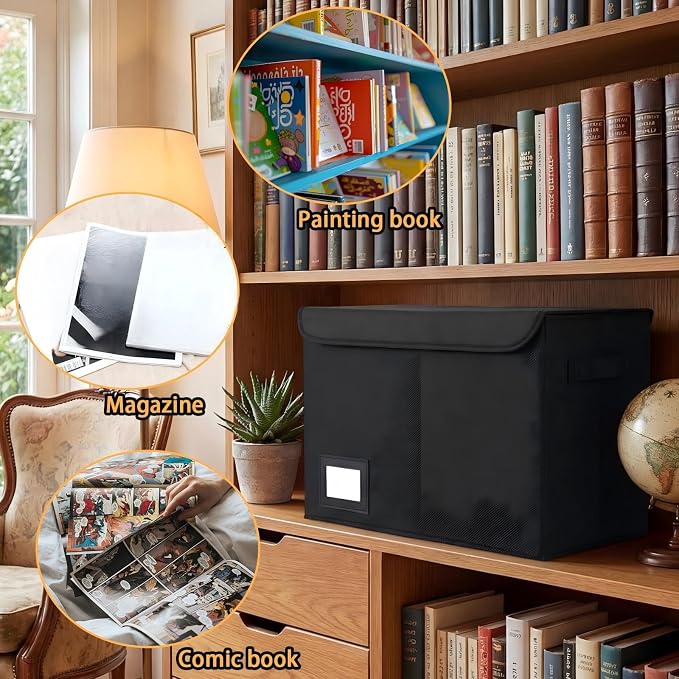 Novabright 207 Pieces Set of Comic Book Storage Set, Including 2 Comic Book Storage Boxes, 100 Bags, 100 Cardboard and 5 Dividers, Foldable with Handles, Suitable for Novel Collection
