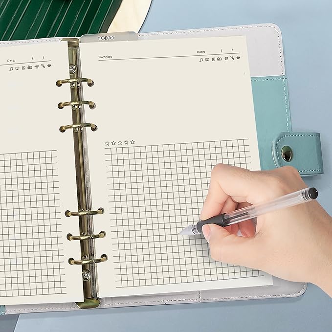 Spiral Notebook Refill,A5 Planner Inserts,6 Ring Binder Refill, for Filofax/Personal Journal, 45 sheets/90 pages, Harphia(A5 5.59 x 8.27'',Noterecord)