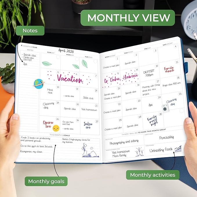 Clever Fox Hourly Planner PRO Premium – Undated Schedule Planner with Daily Time Slots – Personal Organizer Notebook for Time Management – Weekly & Monthly Life Journal, A4 Size (Mystic Blue)