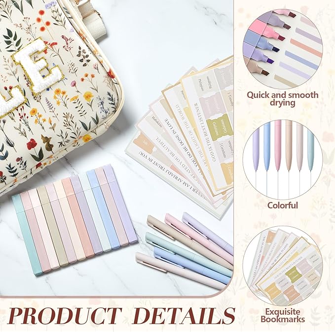 Large Bible Cover Case for Women, Bible Study Supplies Journaling Kit Chenille Letter PU Leather with Tabs Gel Pen Highlighters with Strap Easter Mothers Day Christian Gifts for Women Mom(Freshness)