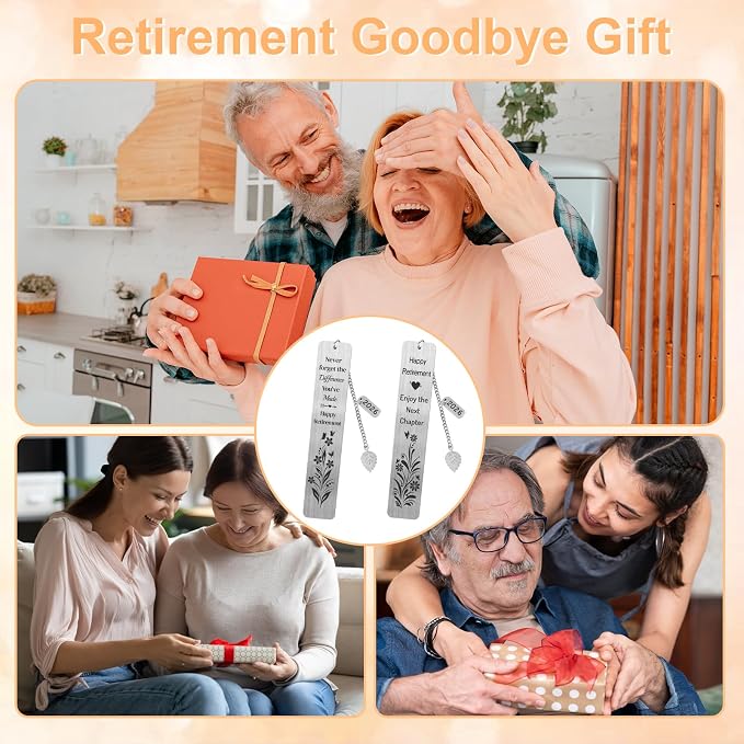 Retirement Gifts for Women 2026 Coworker Retirement Bookmarks for Women Men Book Lovers Farewell Going Away Goodbye Appreciation Retirement Gifts for Retired Teacher Nurse Colleagues(2Pcs Metal)