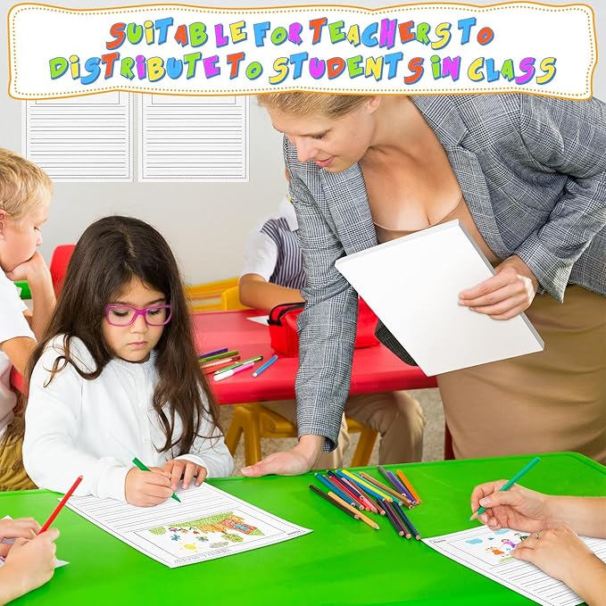 400 Sheets Writing Beginner Paper for Kids Create Story, 8.5"x11" Handwriting Paper Bulk with Picture Space and Lines DIY Craft Writing Kit for Kids Journal Activity, Easter Gifts