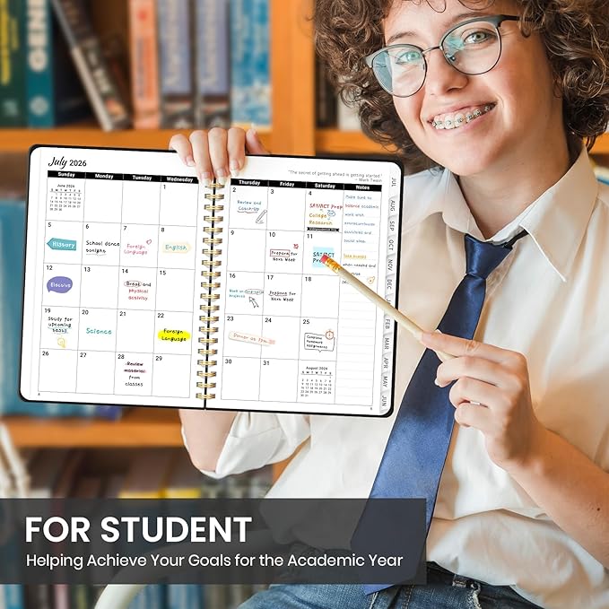 Planner 2026-2027 for Women & Men, Academic Monthly and Weekly Calendar Planner, Jul 2026 - Jun 2027, A5 (6.3" x 8.5"), Teacher Student Planning Book with Tabs, Ideal for Office School Supplies - Black
