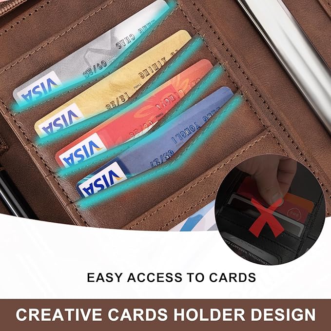 Leathario Portfolio Binder, Includes 5 Folder Index Dividers, 13 Inch Tablets Organizer with Handle, Vegan Leather A4 Padfolio, Multi-Pocket Notepad Business Planner Professional Document