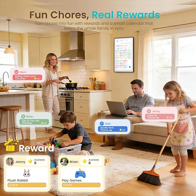 15.6’’ Digital Calendar Frame Wall Touchscreen Electronic Calendar, Smart Family Planner for Schedule, Chore Chart & Meals Task Organizer, Digital Photo Display, Wall & Desk Mountable, Gray