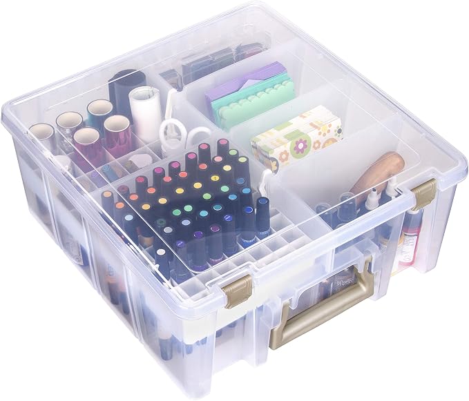 ArtBin 6993SP Super Satchel Double Deep with Papercrafting Accessory Tray, Clear, 1 Satchel & 1 Tray