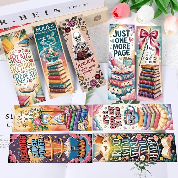 Book Lover Bookmarks Gifts - 100 Pcs Vintage Reading Bookmark Retro Floral Reader Double-Sided Page Markers Clips Book Mark for Women Men Student Teacher Bookish Bookworm Party Supplies