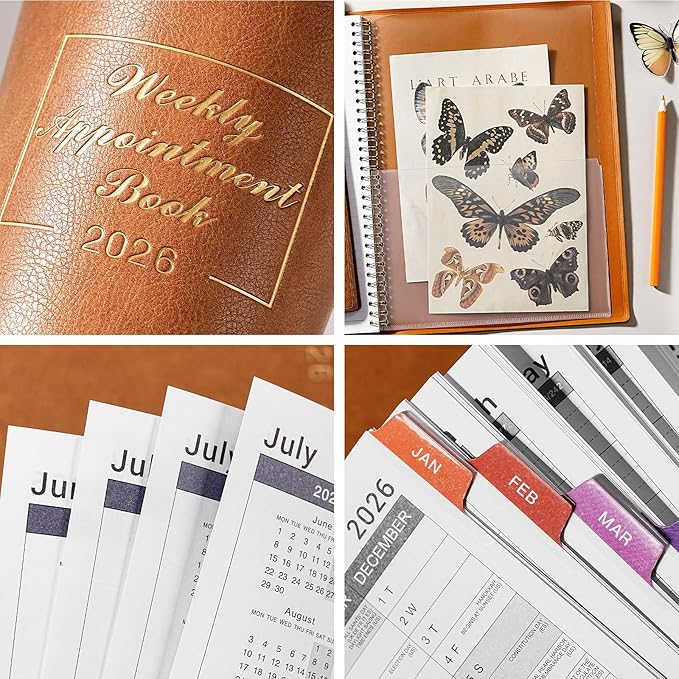 2026 Weekly Appointment Book - JAN. 2026 - Dec. 2026, Daily Hourly Planner 2025, 8.5" x 11", 15-Minute Interval, 12 Monthly Tabs, Flexible Soft Cover