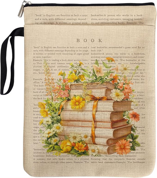 BookFloral Book Sleeve for Book Lovers, Wildflower Book Covers Protector for Paperbacks with Handle Pocket for Reader Bookworm Bookish, Book Club Gifts for Chritsmas, Reading Accessories for Student