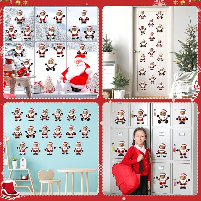 60Pcs Christmas Santa Claus Cutouts Bulletin Board Decoration Christmas Santa Claus DIY Photo Craft Cutouts Xmas Holiday Classroom Supplies for Teacher Student Party School Home Chalkboard Wall Decor