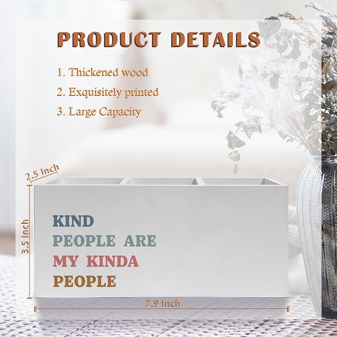 Kind People Are My Kinda People Pen Pencil Holder, Teacher Appreciation Gifts, Positive Affirmations Humorous Pencil Pen Holder Organizer for Teacher Office Desk Accessories