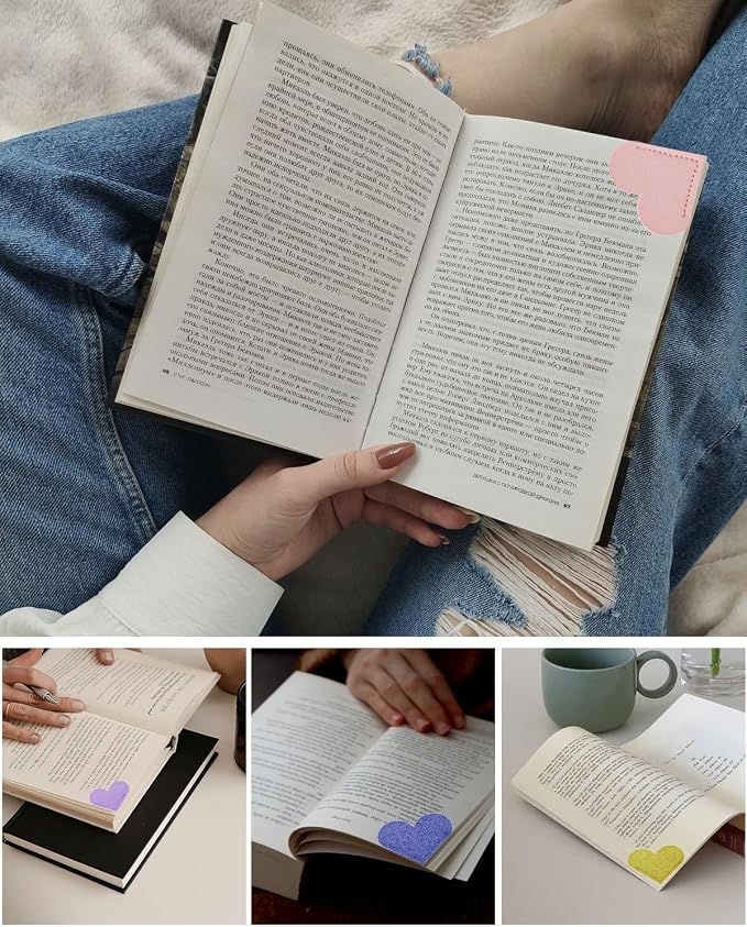 30Pcs Leather Heart Book Marks for Women, Cute Heart Bookmark Corner for Book Lovers Gifts